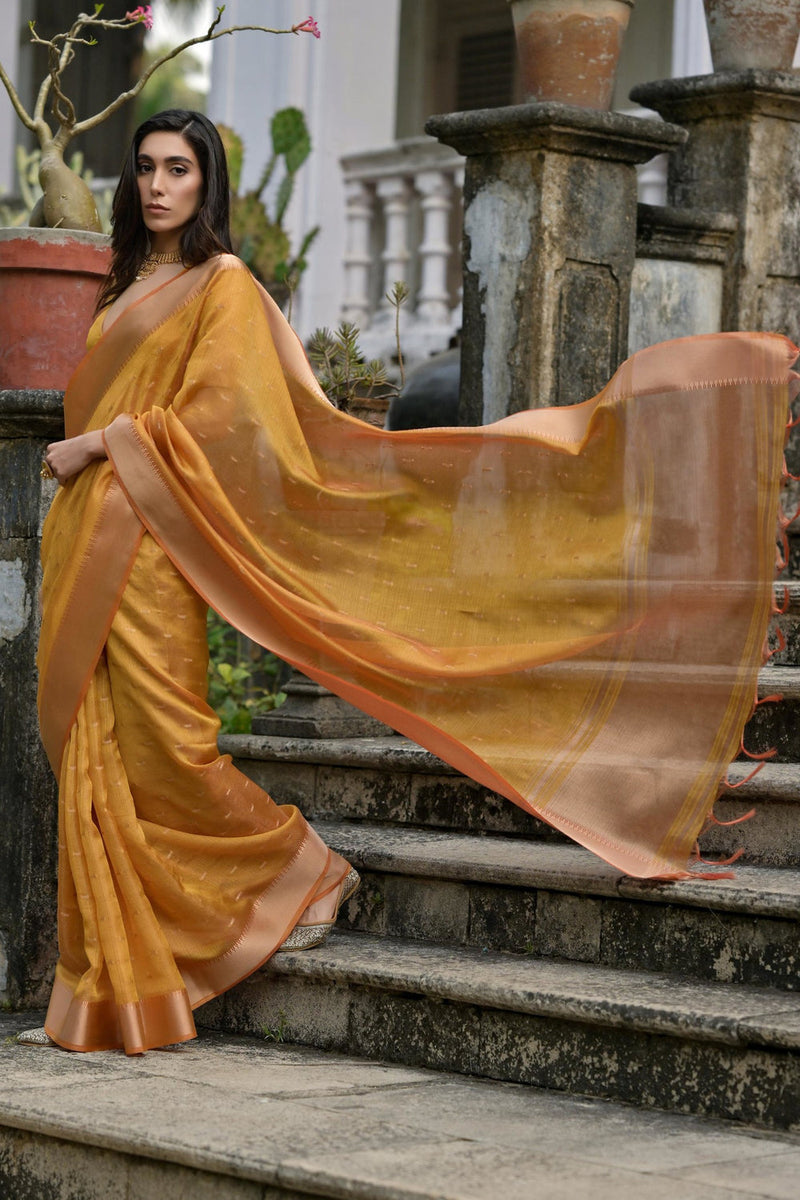 Yellow Pure Soft Kalyani Silk Saree