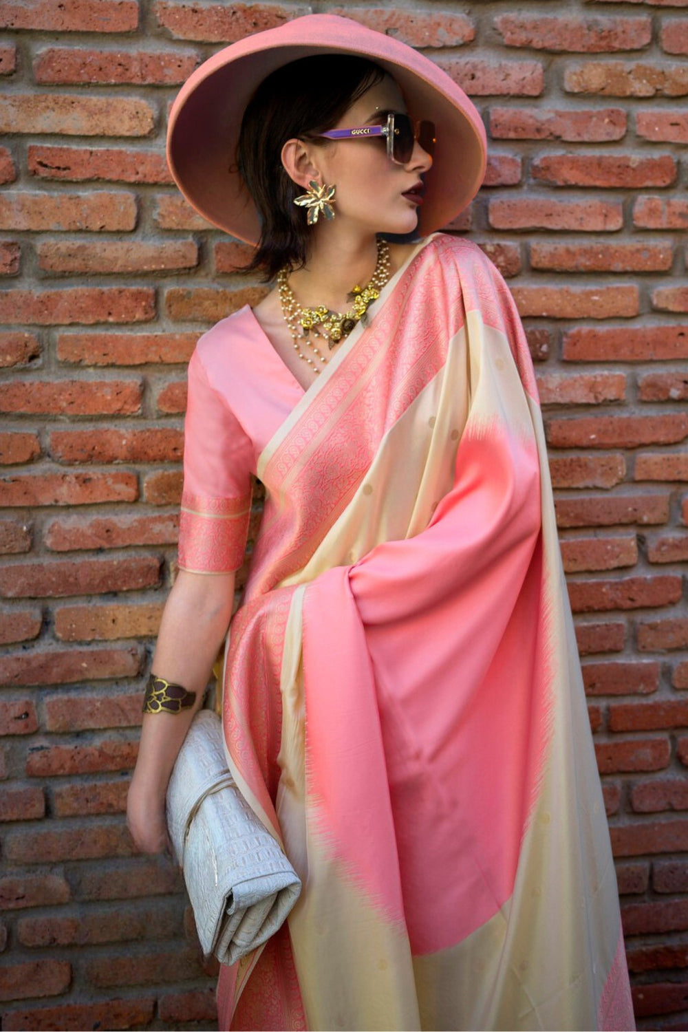 Cream Pure Soft Banarasi Handloom Banarasi Saree 