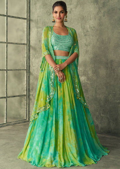 Mint Green Designer Embroidered Lehenga Choli