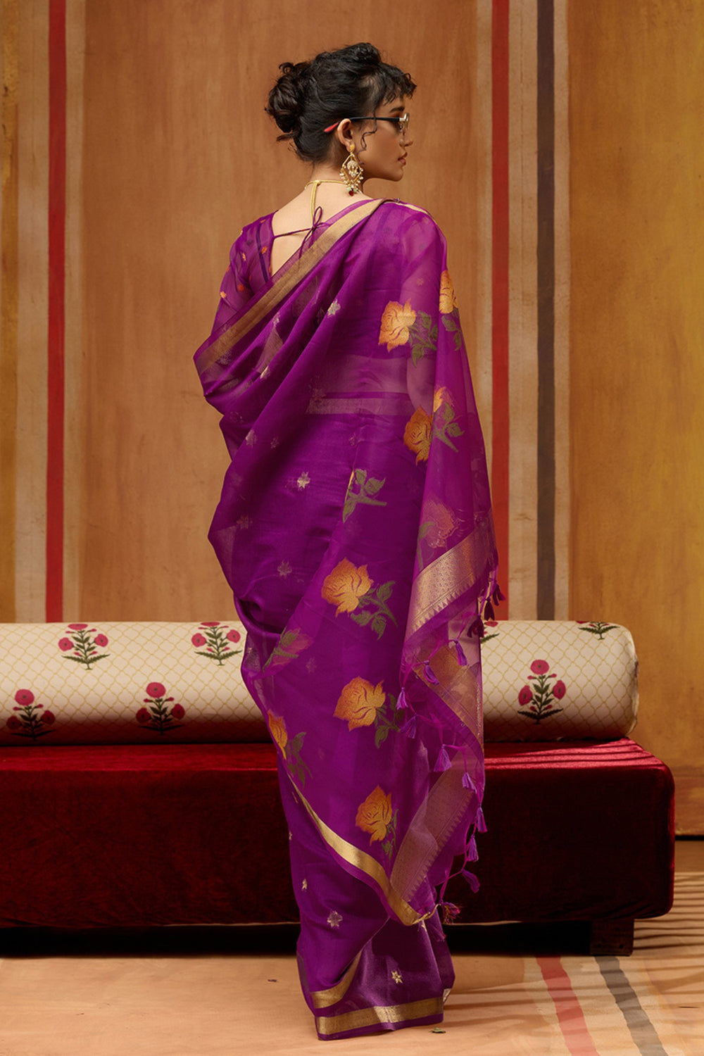 Purple Pure Soft Moonga Cotton Handloom Saree 