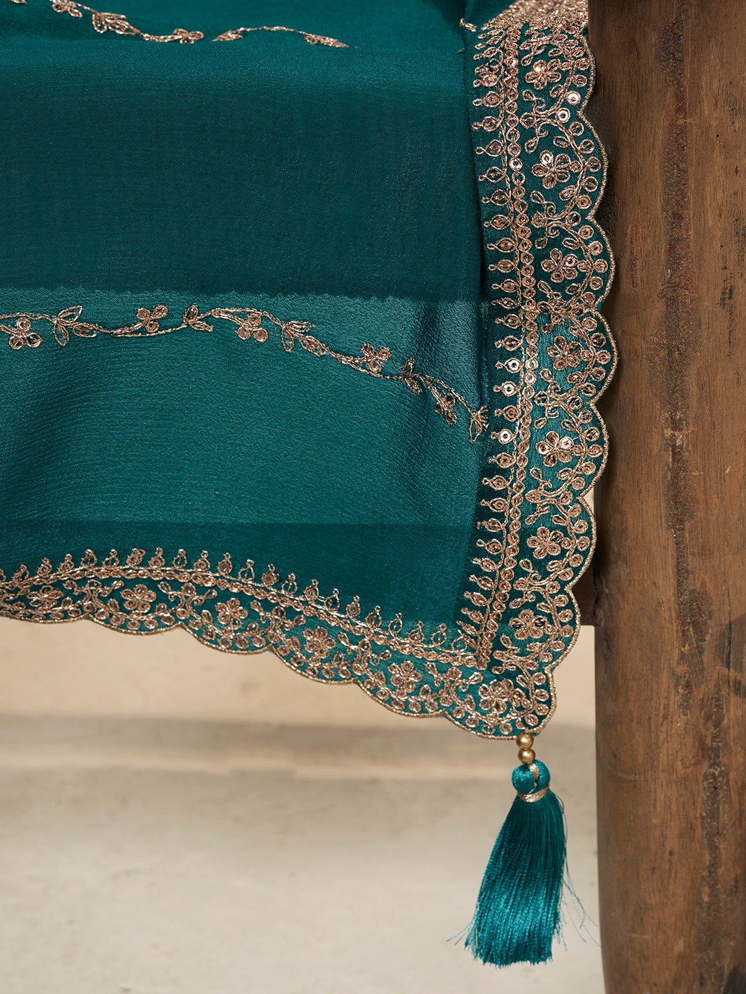 Teal Green Dola Silk Sharara Suit with Heavy Sequin Embroidery