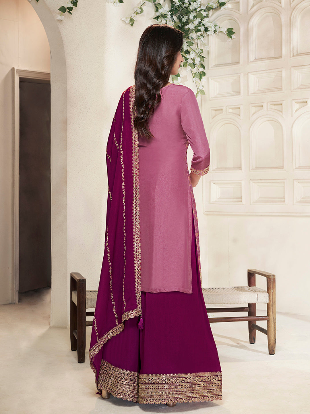 Indian Traditional Purple Sharara Suit for Festive Wear