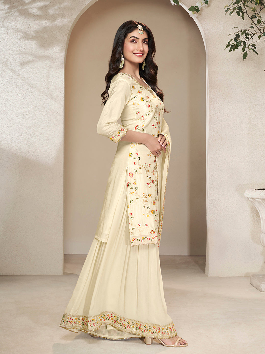 Traditional sharara suit for haldi or wedding daywear