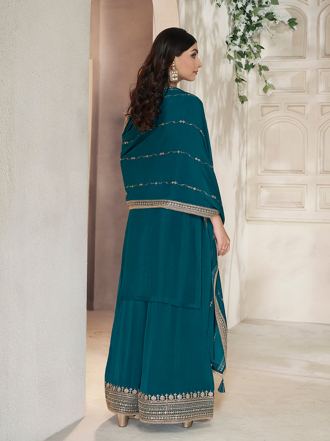 Elegant Sequin Work Sharara Suit for Wedding & Occasions