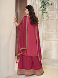 Bridal and Festive Pink Sharara Dress with Scalloped Dupatta