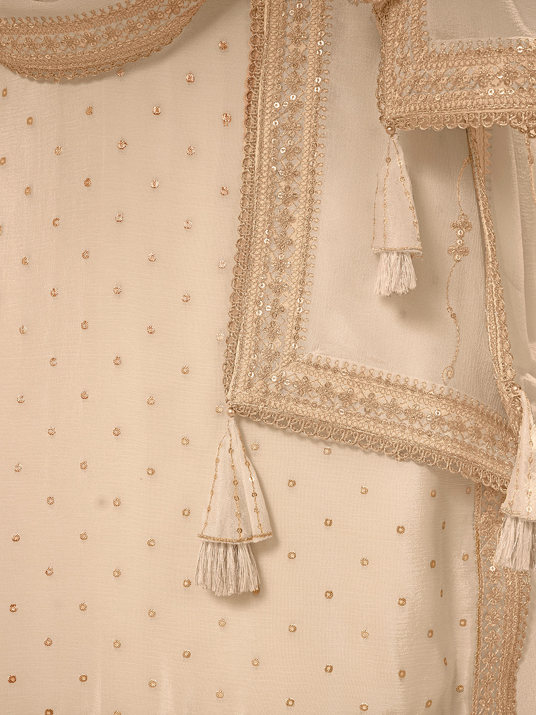 Traditional beige party wear sharara suit for women