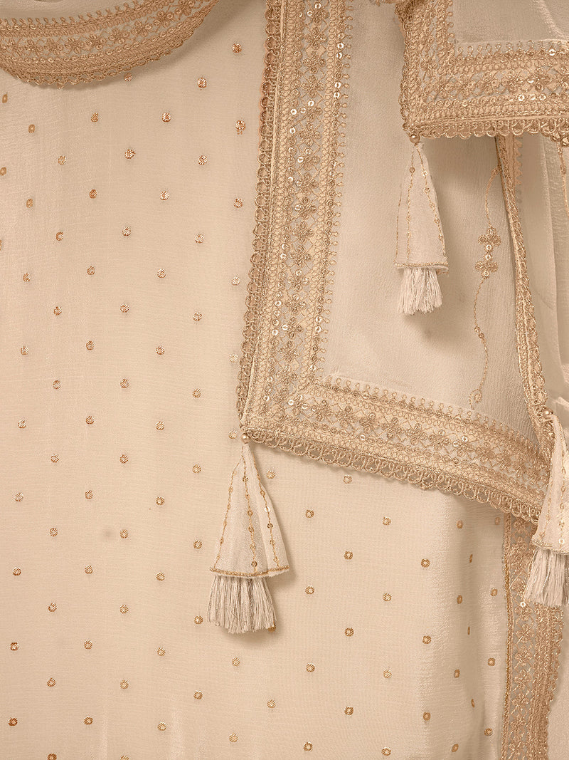 Traditional beige party wear sharara suit for women