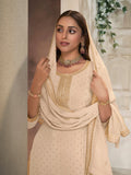 Unstitched beige ethnic wear with sequin work