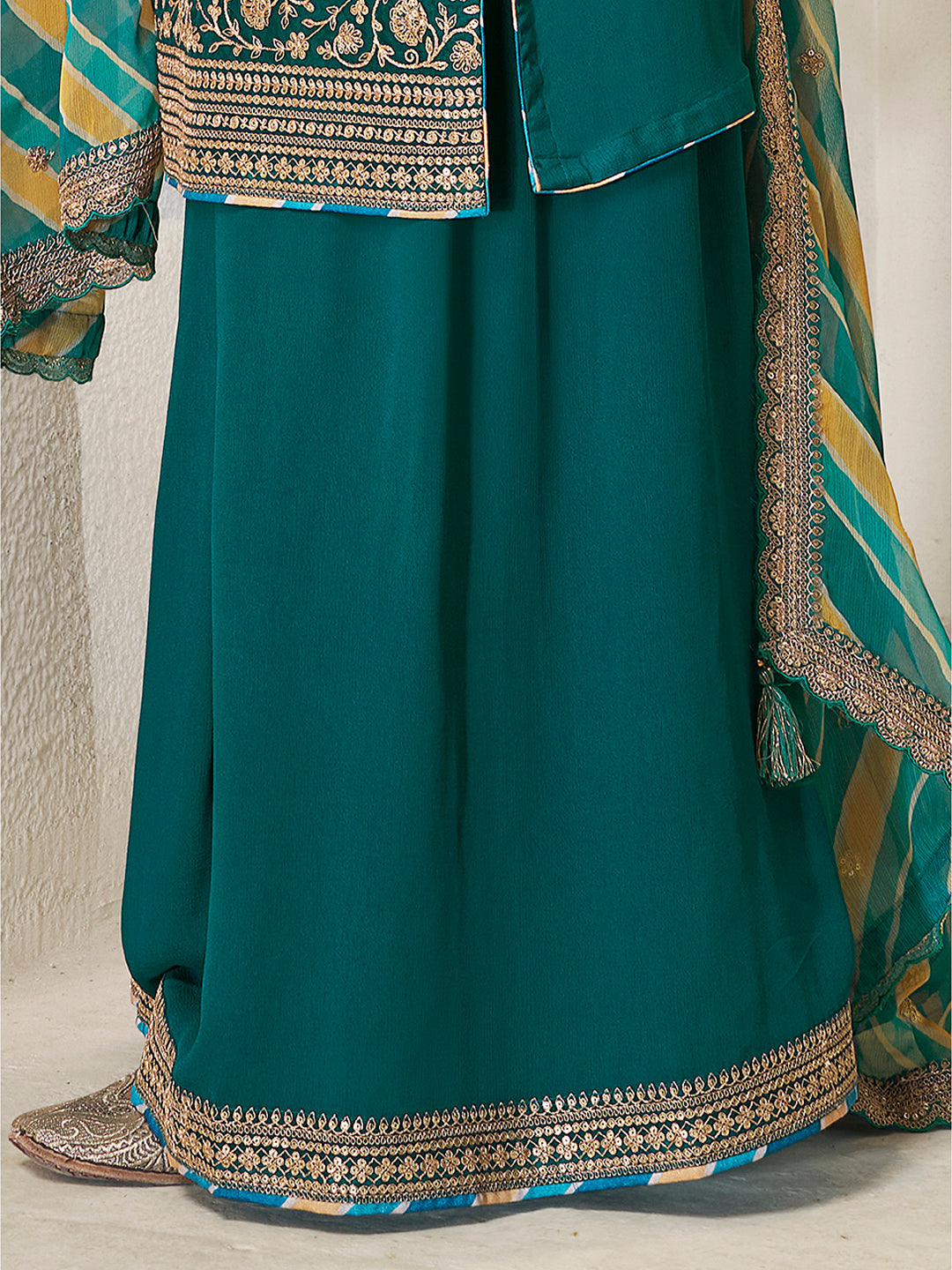 teal green sharara suit with sequin work for weddings