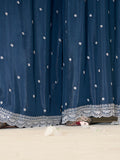 Blue Embroidered Chinon Sharara Suit