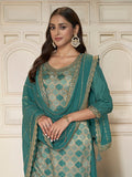 Dola silk kurta and chinon sharara set for festive wear