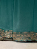 Sea Green Dola Silk Embroidered Sharara Suit with Sequin Work