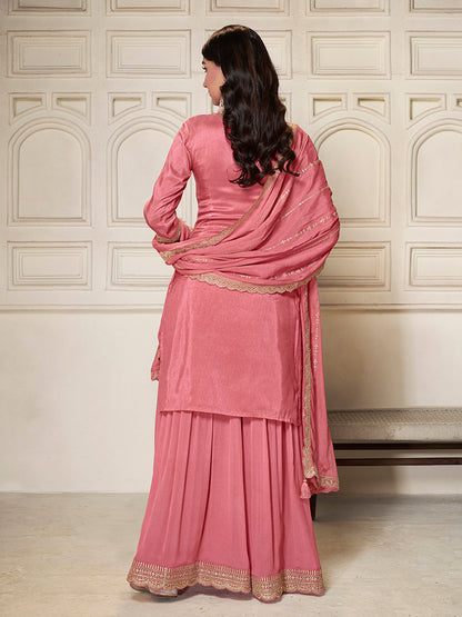 Elegant wedding sharara suit with jacquard design