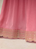 Rose Pink Dola Silk Sharara Suit with Sequin Embroidery