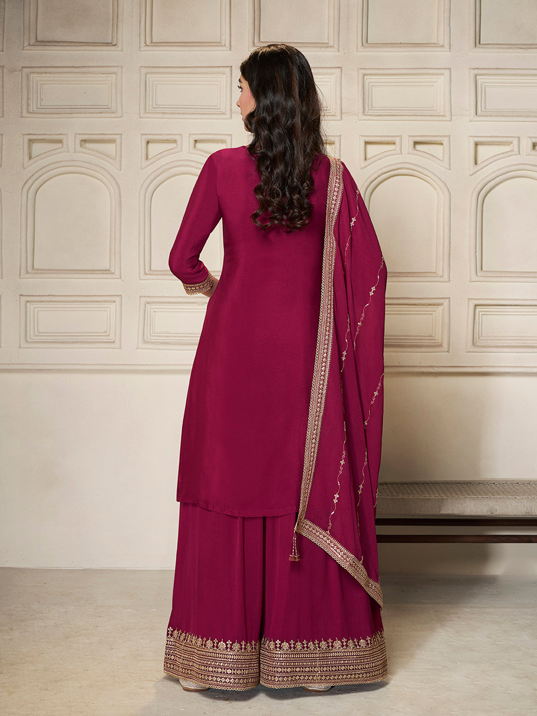 Heavy embroidered sharara suit for weddings and festivals