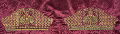 Maroon Pure Velvet Heavy Embroidery Patch Work &amp; Sequins Thread Work Bridal Lehenga Chol