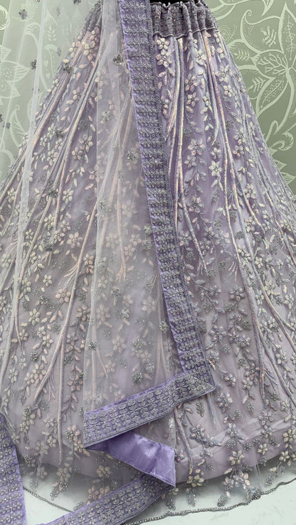 Light Purple Pure Soft Net Heavy Embroidery Work Bridal Lehenga Bridal Lehenga Anant Tex Exports Pvt.Ltd..