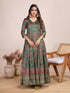 Green Pure Silk Blend Kalamkari Anarkali Gown Anarkali Gown Anant Tex Exports Pvt.Ltd..