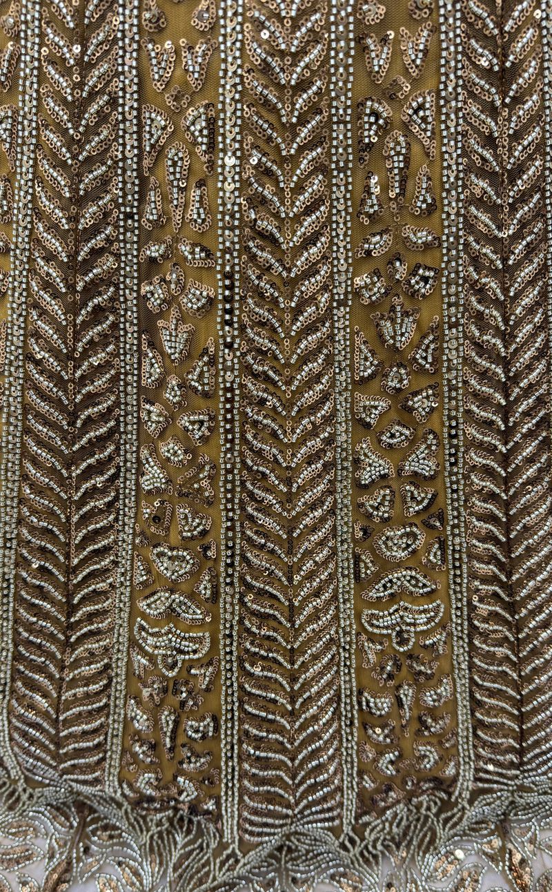 Golden Pure Soft Net Heavy Embroidery Work Bridal Lehenga 