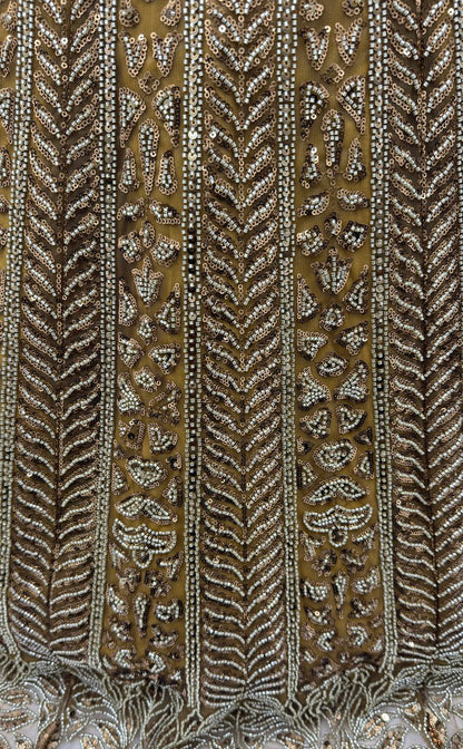 Golden Pure Soft Net Heavy Embroidery Work Bridal Lehenga 