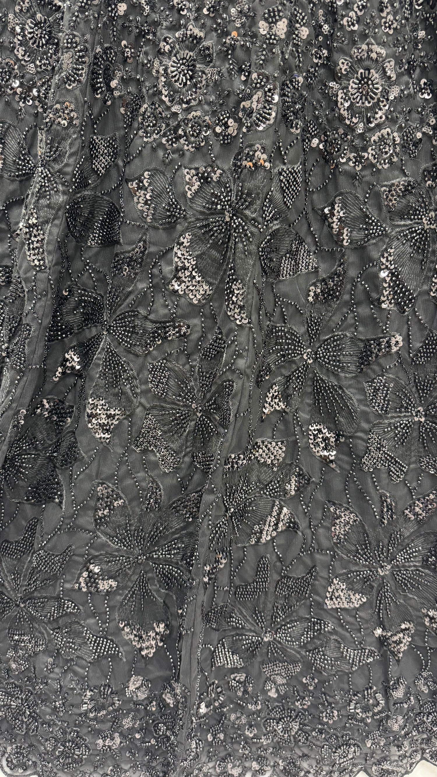 Z Black Pure Heavy Net Monochrome Sequins Zari Embroidery Work Net Bridal Lehenga Choli