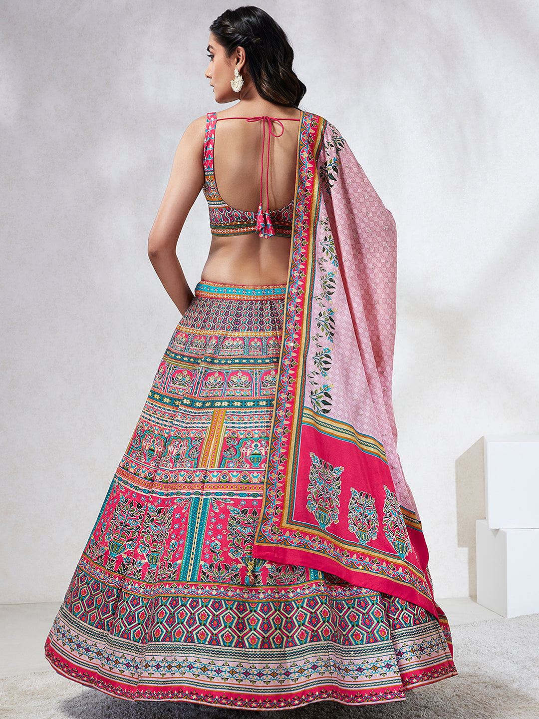 Pink Pure Georgette Position Printing with &amp; Stone work Lehenga Choli