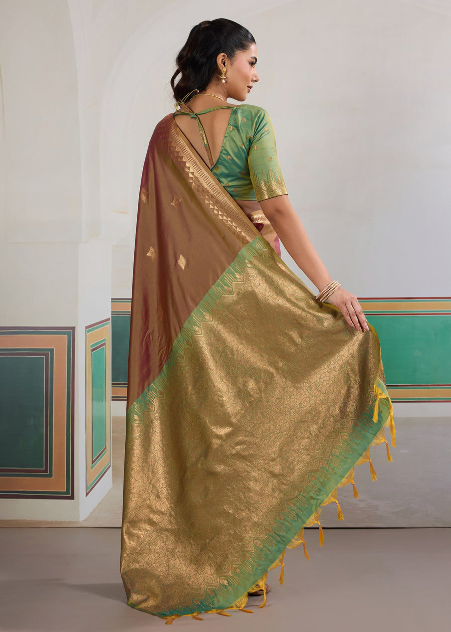 Coffee Brown Pure Soft Silk Handloom Saree Panetar Saree Anant Tex Exports Pvt.Ltd..