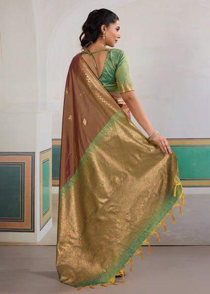 Coffee Brown Pure Soft Silk Handloom Saree Panetar Saree Anant Tex Exports Pvt.Ltd..
