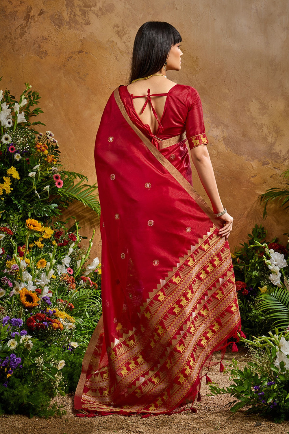 Red Pure Soft Tussar Handloom Silk Saree 