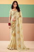 Cream Pure Georgette Chiffon Bandhani Print Saree 