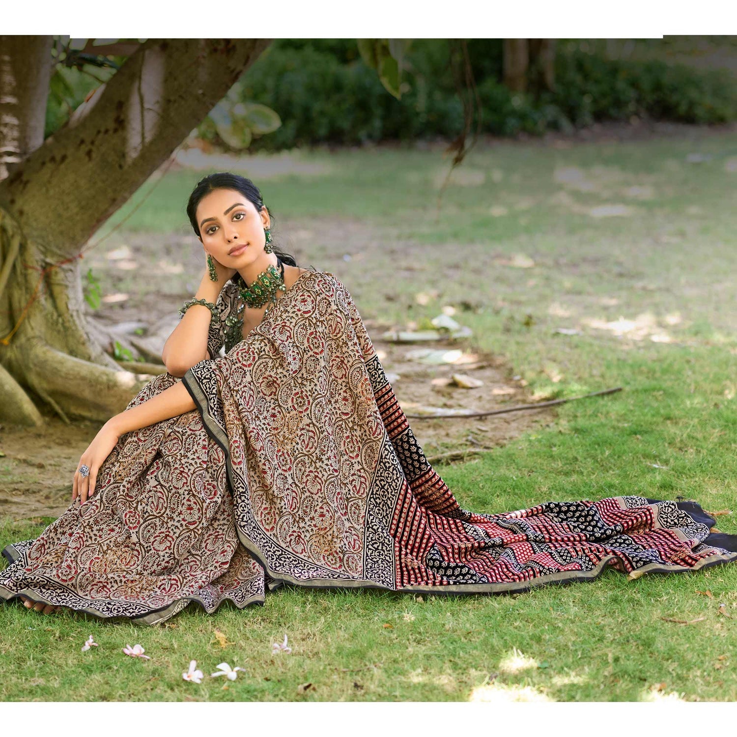 Mulmul Cotton Handblock Print Saree