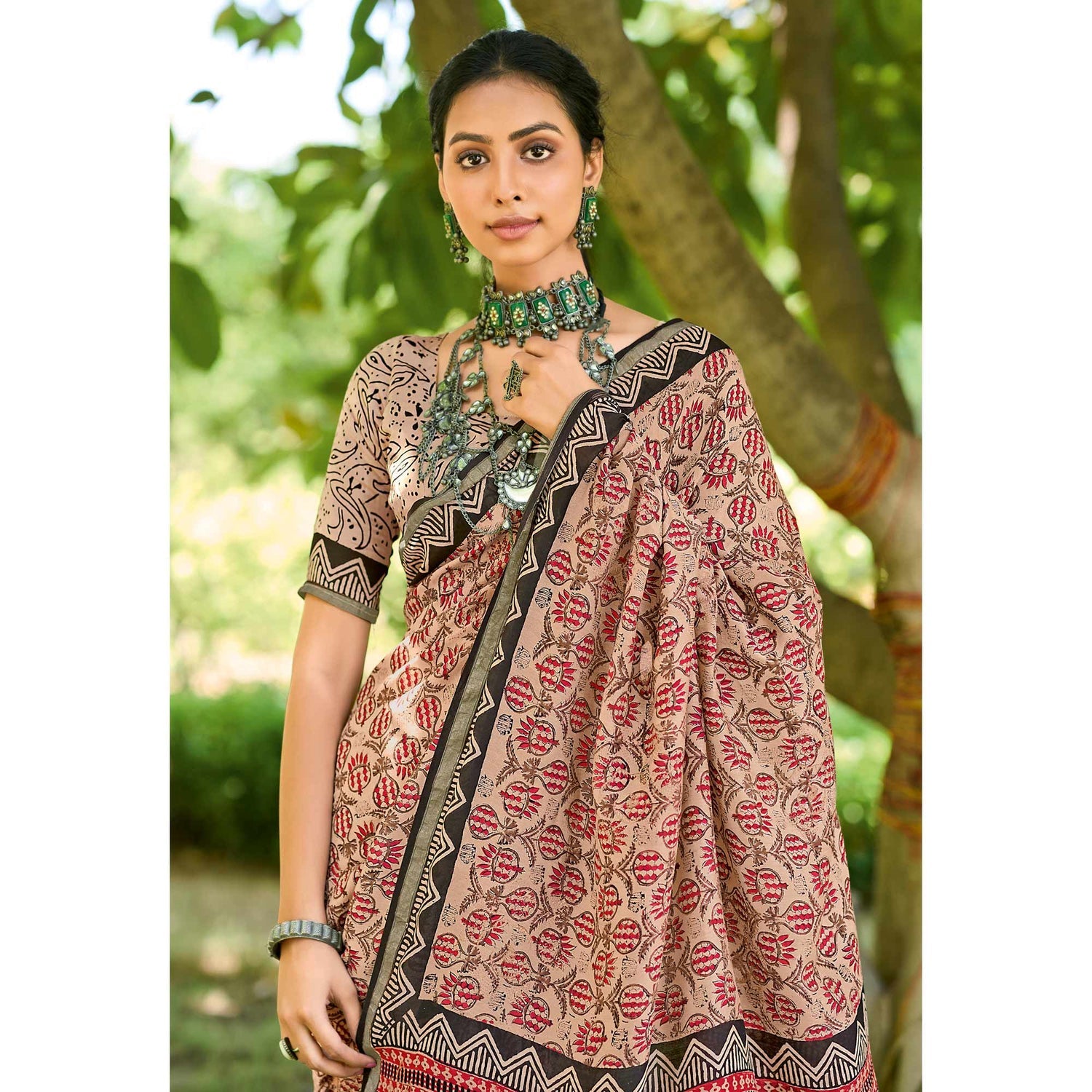 Women's Designer Party Wear Indian Style Mulmul Cotton Handblock Print Saree