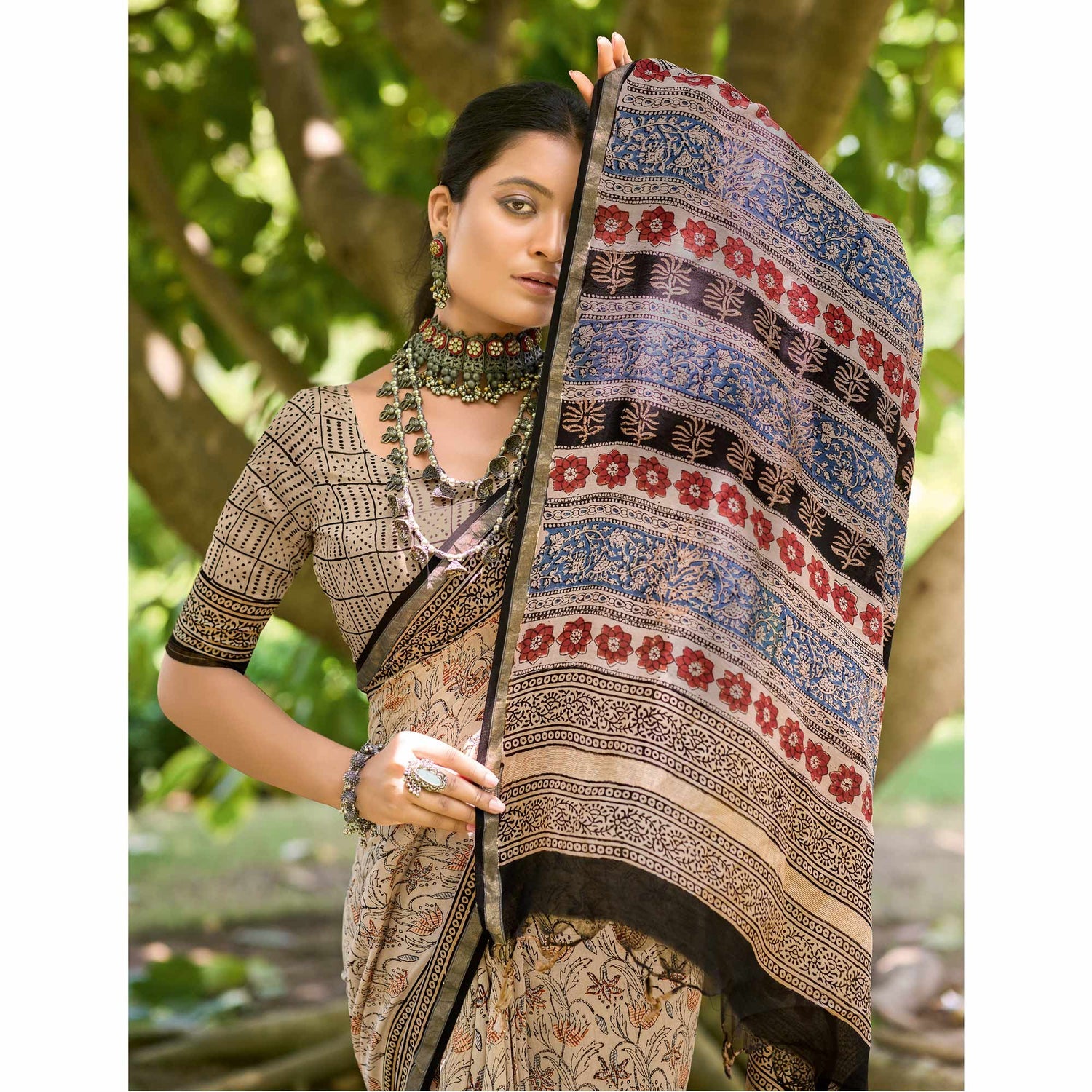 Mulmul Cotton Handblock Print Saree