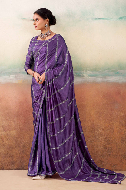 Royal Purple Two Tone Chiffon Saree 