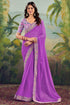 Lavender Bandhani Printed Georgette Saree With Embroidered Border 