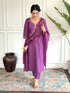 Purple Viscose Chanderi Kurti Set with Embroidered Dupatta
