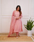 Blush Pink Embroidered Rayon Slub Kurti Set