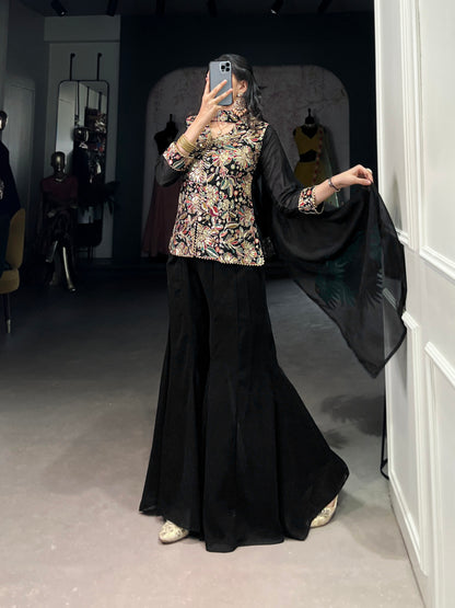 Black Pure Georgette Sequins Salwar Suit