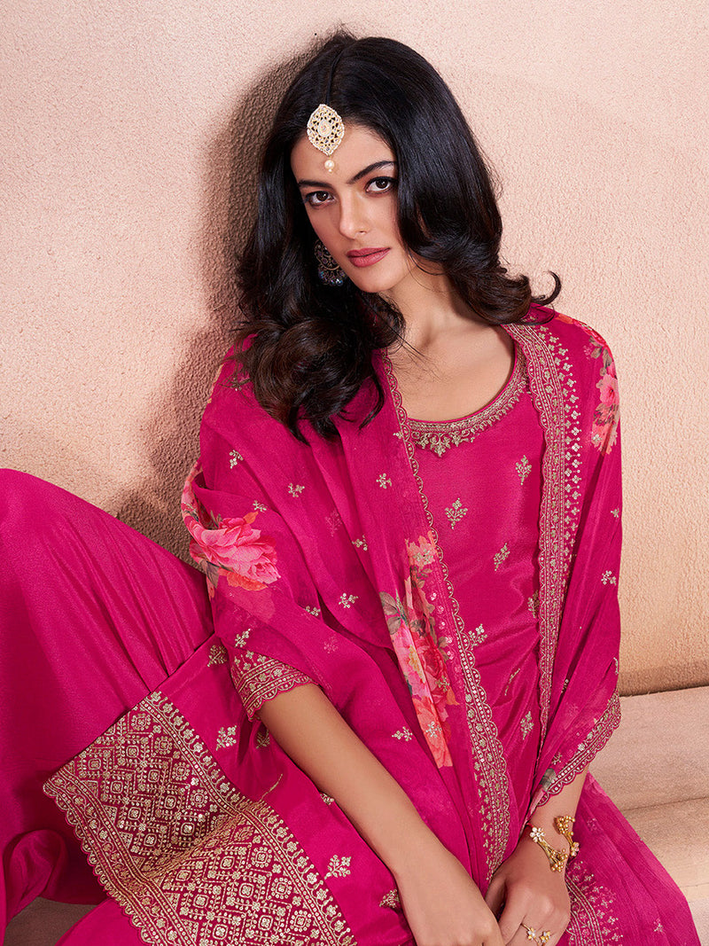 Party Wear Pink Sharara Kurta Set for Women
