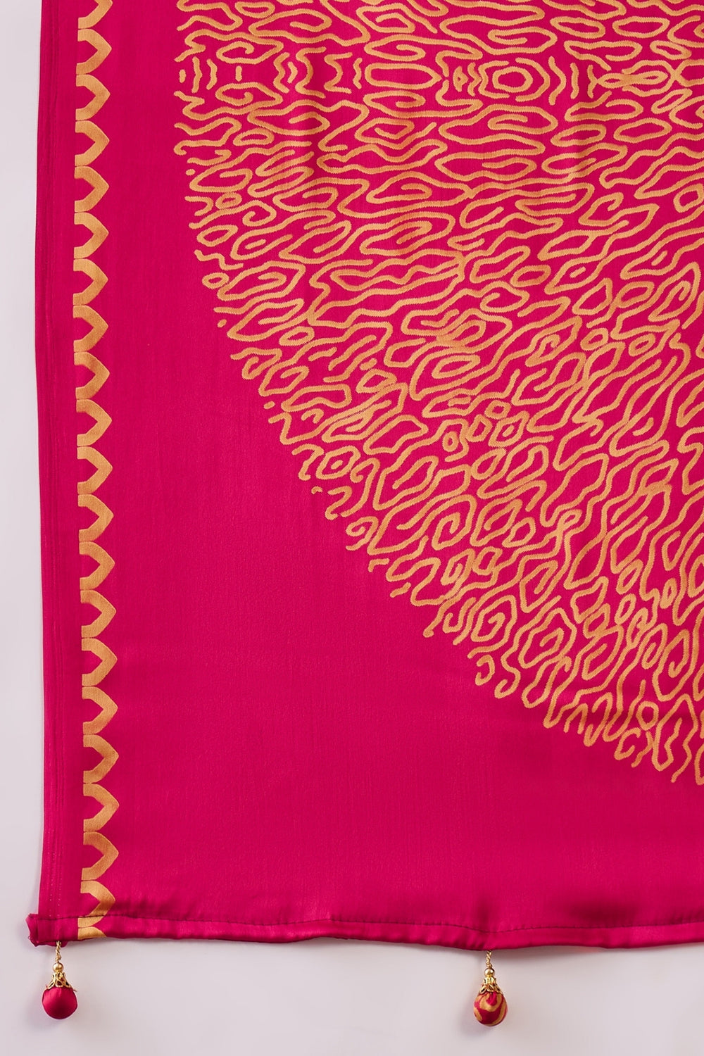 Magenta Pure Gaji Silk Satin Printed Saree 