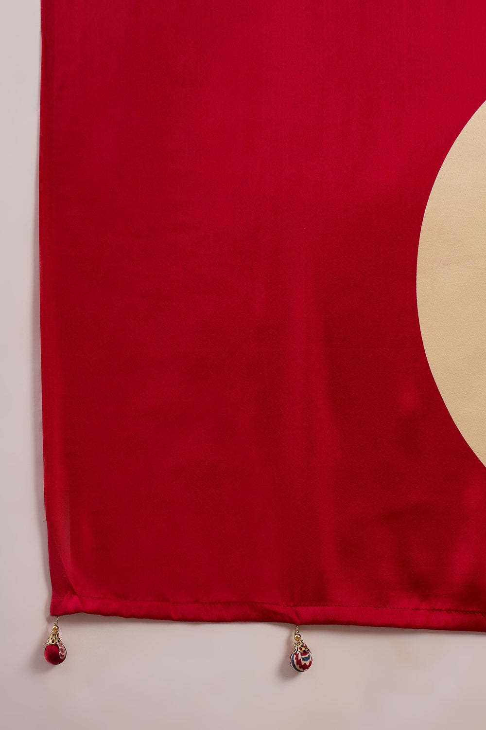 Almond Cream and Red Printed Satin Gaji Silk Saree ##color## Japan Satin Saree with premium fabric and embroidery