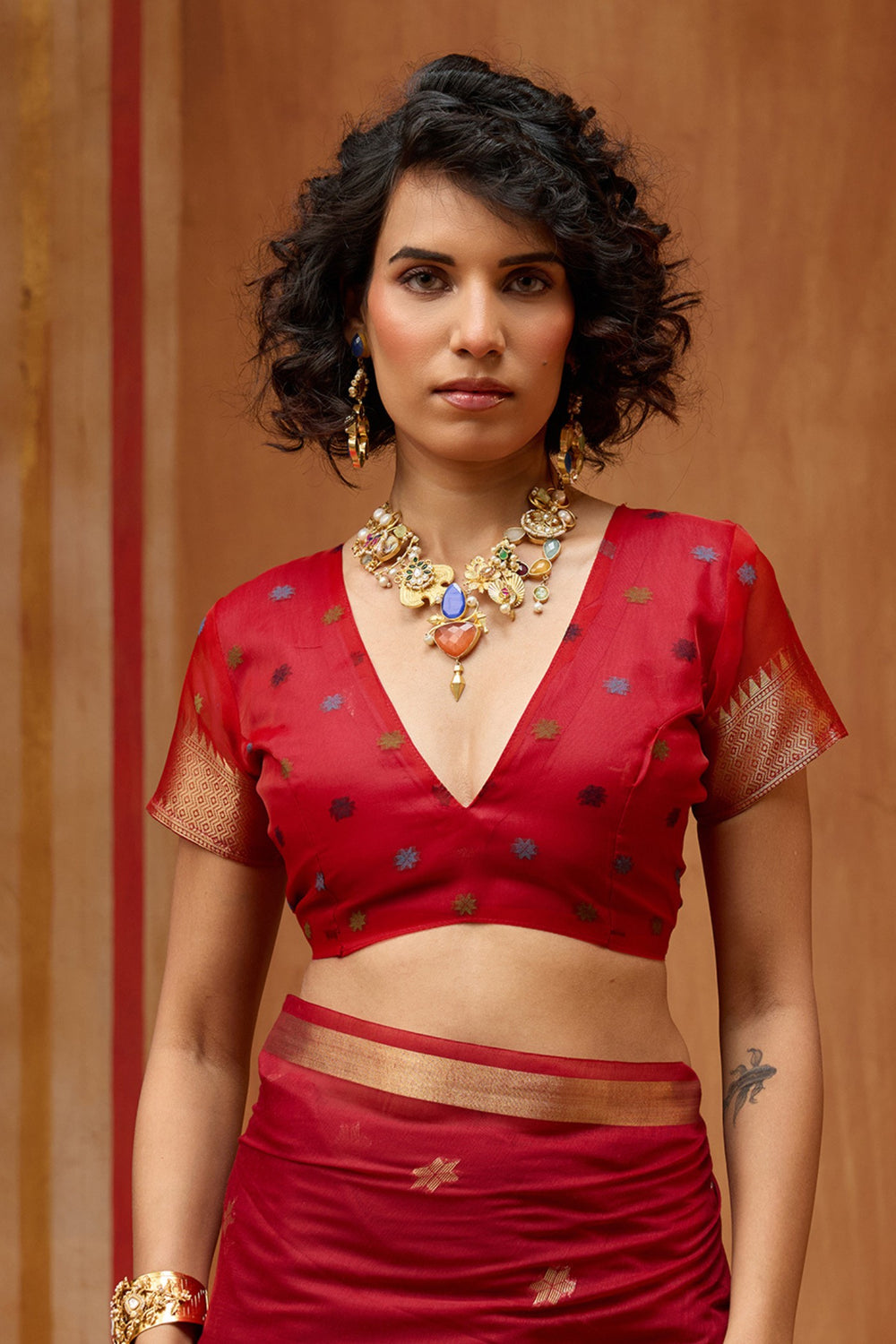 Red Pure Soft Moonga Cotton Handloom Saree