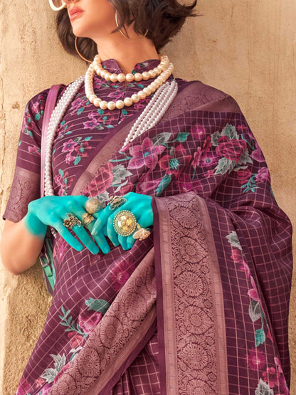 Purple Soft Georgette Floral Printed Saree Georgette Saree Anant Tex Exports Pvt.Ltd..