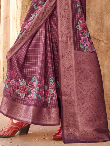 Purple Soft Georgette Floral Printed Saree Georgette Saree Anant Tex Exports Pvt.Ltd..