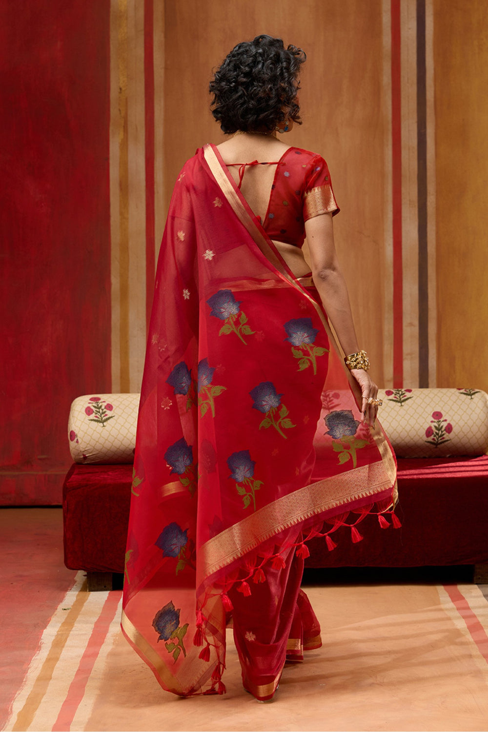 Red Pure Soft Moonga Cotton Handloom Saree