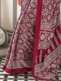 Ajrakh Print Japan Crape Saree