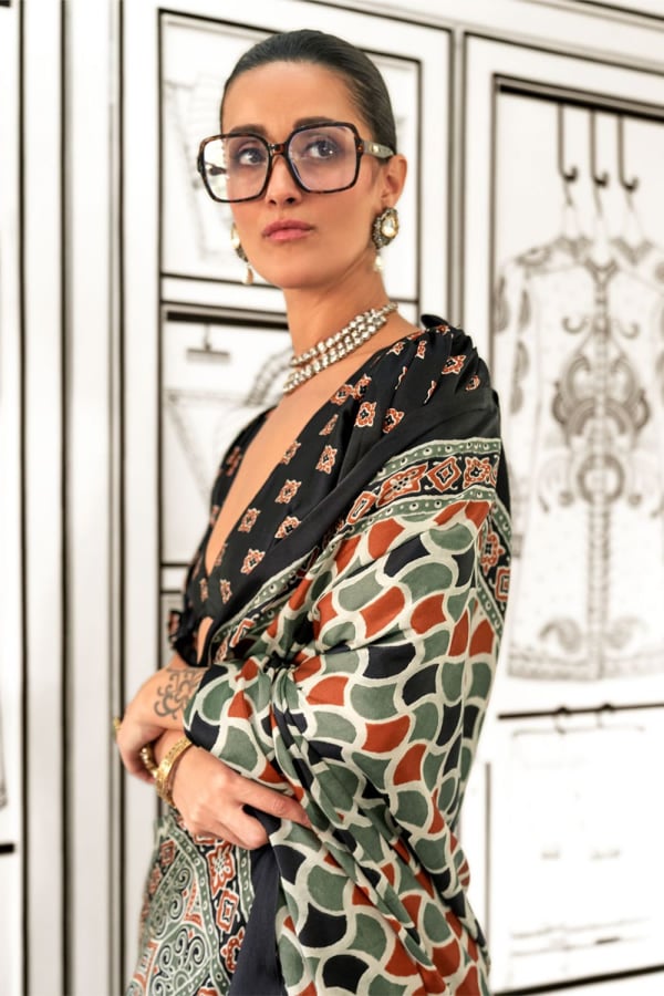 Ajrak Print Saree