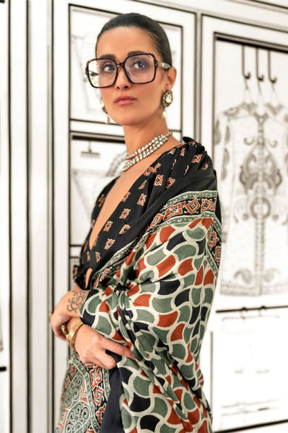 Ajrak Print Saree