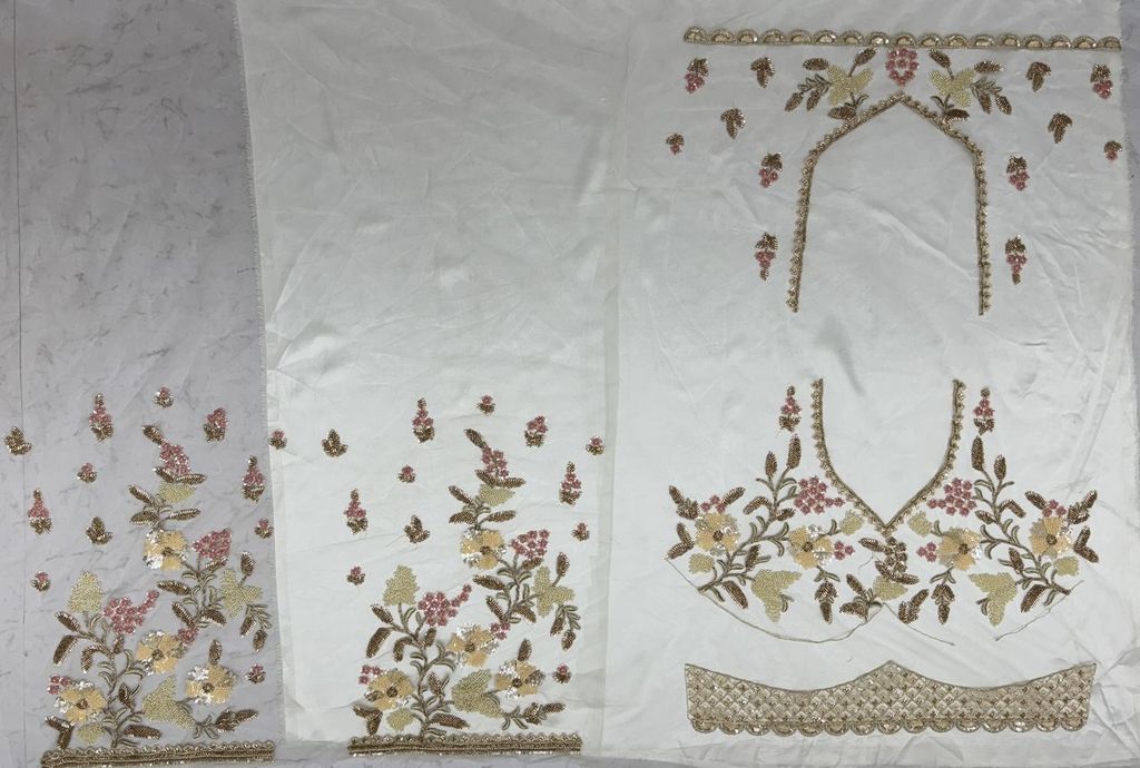 White Pure Soft Heavy Net Sequins Embroidery Work Bridal Lehenga 