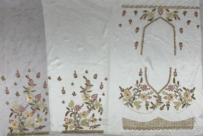 White Pure Soft Heavy Net Sequins Embroidery Work Bridal Lehenga 